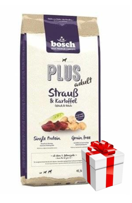 Bosch Plus Adult Struś & Ziemniaki 12,5kg + Niespodzianka dla psa GRATIS