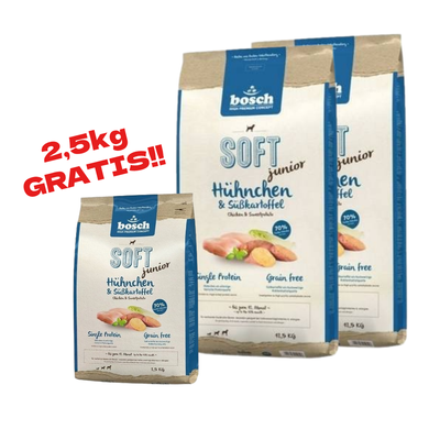 Bosch Soft Junior Kurczak&Bataty 2x12,5kg+2,5kg GRATIS!!