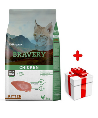 Bravery Cat Kitten Chicken 2kg + niespodzianka dla kota GRATIS!