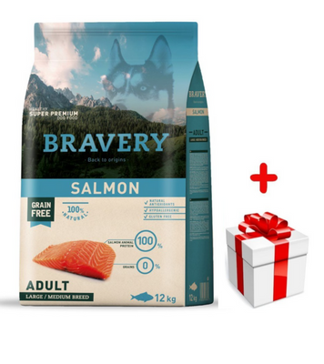 Bravery Grain Free Adult Medium Large Salmon 12kg + niespodzianka dla psa GRATIS!