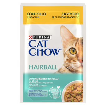 CAT CHOW Hairball Karma dla kotów z kurczakiem i zieloną fasolką w sosie 85g