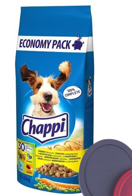 CHAPPI 13,5kg - sucha karma dla psów z drobiem i warzywami + 2x Pokrywka na puszkę 800g