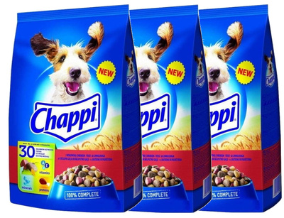 CHAPPI 3x9kg (27kg) - sucha karma dla psów z wołowiną, drobiem i warzywami