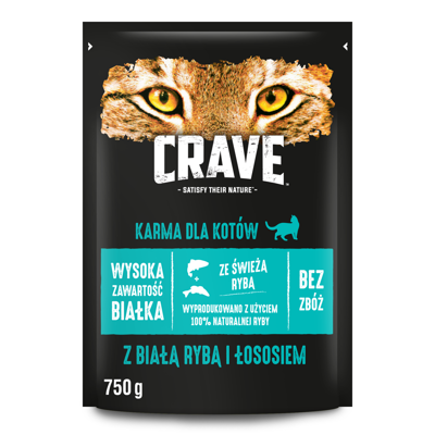 CRAVE™ - sucha karma bezzbożowa dla kota z łososiem i białą rybą 750 g