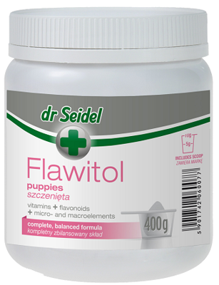 Dr Seidel FLAWITOL dla szczeniąt Preparat witaminowo-mineralny z flawonoidami z winogron 400g