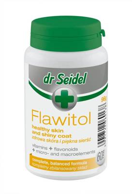Dr Seidel FLAWITOL zdrowa skóra i piękna sierść Preparat z flawonoidami z winogron, witaminowo-mineralny 60tab