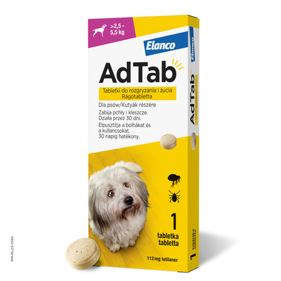 ELANCO AdTab 112mg tabletka na pchły i kleszcze dla psów >2,5-5,5 kg