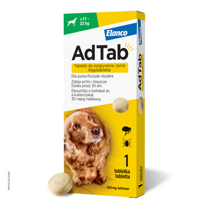 ELANCO AdTab 450mg tabletka na pchły i kleszcze dla psów >11 - 22 kg
