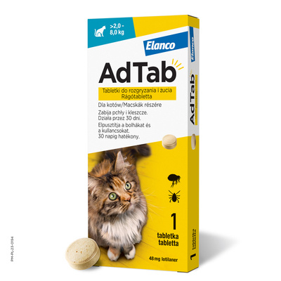 ELANCO AdTab 48mg tabletka na pchły i kleszcze dla kotów >2-8 kg