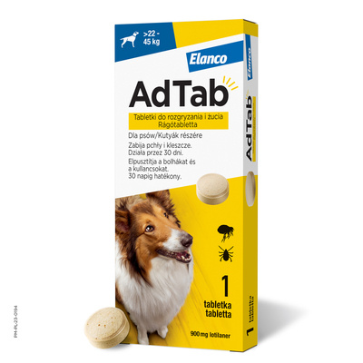 ELANCO AdTab 900mg tabletka na pchły i kleszcze dla psów >22 - 45 kg