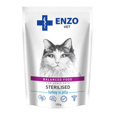 ENZO VET Sterilised dieta dla kotów sterylizowanych z indykiem w galaretce 100g