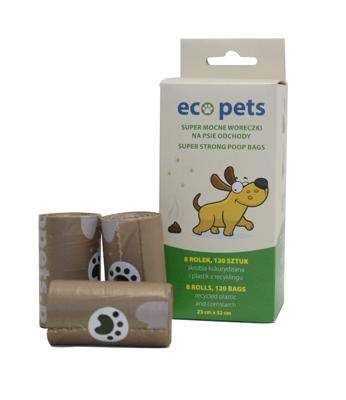 Eco Pets Ekologiczne worki na odchody 120 szt ( 8x15 szt ) 