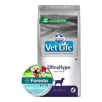 FARMINA Vet Life Dog Ultrahypo 12kg + BAYER Foresto Obroża dla psów powyżej 8kg