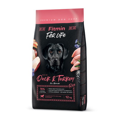 FITMIN dog For Life Duck & Turkey 12kg\ Opakowanie uszkodzone (1999) !!! 