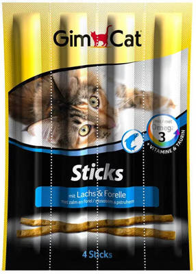 GIMCAT Sticks kabanosy z łososiem i pstrągiem dla kotów 4szt 