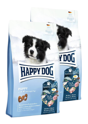 HAPPY DOG Fit&Vital Puppy, sucha karma, dla szczeniąt, 1-6 miesięcy, 2x10 kg