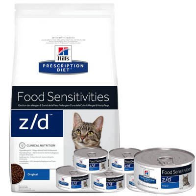HILL'S PD Prescription Diet Feline z/d Food Sensitivities 2kg + 12x156g puszka