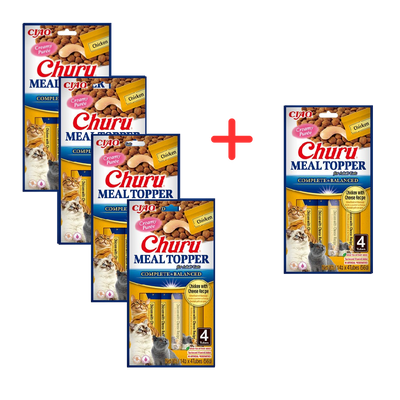 INABA  Cat Meal Topper Chicken wiith Cheese Recipe 4x14 (56g) 4+1 GRATIS