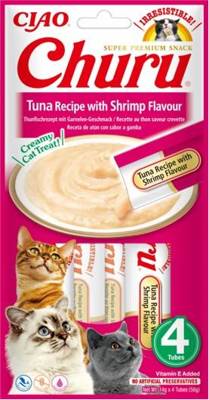 INABA  Churu przysmak dla kota o smaku tuńczyka i krewetki 4x14g