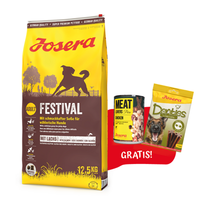 JOSERA Festival 12,5kg + Denties 180g & Meatlovers 400g GRATIS!!