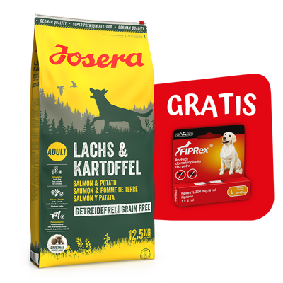 JOSERA Lachs & Kartoffel -Grain Free 12,5kg + FIPREX 75 L 4ML GRATIS!!