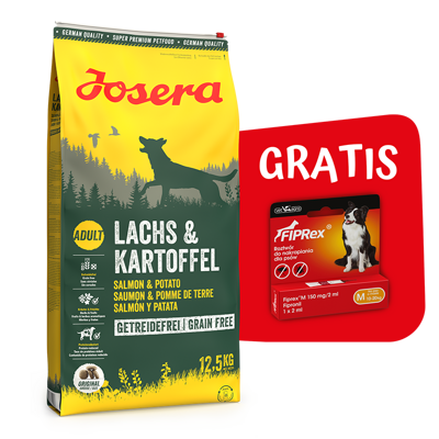 JOSERA Lachs & Kartoffel -Grain Free 12,5kg + FIPREX 75 M 2ML GRATIS!!
