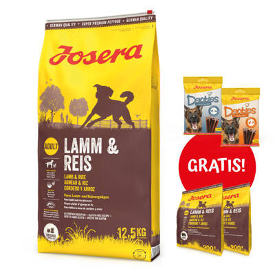 JOSERA Lamb & Rice 12,5kg + 2x900g & Denties 2x180g GRATIS!!