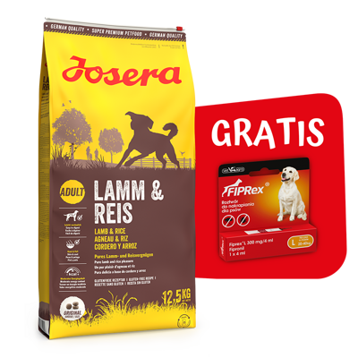 JOSERA Lamb & Rice 12,5kg + FIPREX 75 L 4ML GRATIS!!