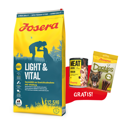 JOSERA Light & Vital 12,5kg + Denties 180g & Meatlovers 400g GRATIS!!