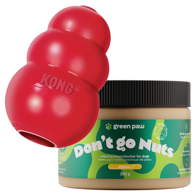 KONG Classic S + Green Paw Don’t go Nuts 350g - Masło orzechowe z CBD dla psów (Human Grade)