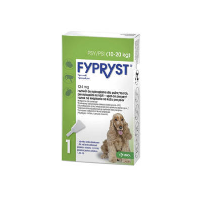 KRKA Fypryst Spot On krople na pchły i kleszcze dla psa 10-20 kg 134 mg/1,34 ml 1 pipeta