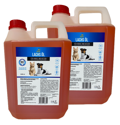 Lab-V Olej z Łososia 100% Dla Psa i Kota w Każdym Wieku 2x5000 ml (10L) Tłoczony Na Zimno