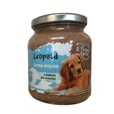 Leopold Karma mięsna z drobiem dla szczeniąt 300g + 10% Gratis (Słoik)