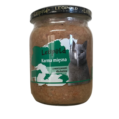 Leopold Karma mięsna z warzywami dla kotów 500g (Słoik)