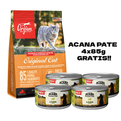 ORIJEN Original Cat 1,8kg + Acana Cat Adult Pate Jagnięcina 4x85g GRATIS!!