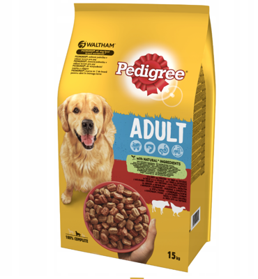 PEDIGREE Adult 15kg (średnie rasy) - sucha karma dla psów z wołowiną i drobiem