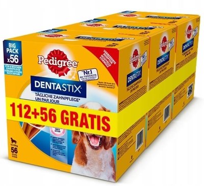 PEDIGREE DentaStix (średnie rasy) przysmak dentystyczny dla psów 24x180g (112+56 GRATIS)