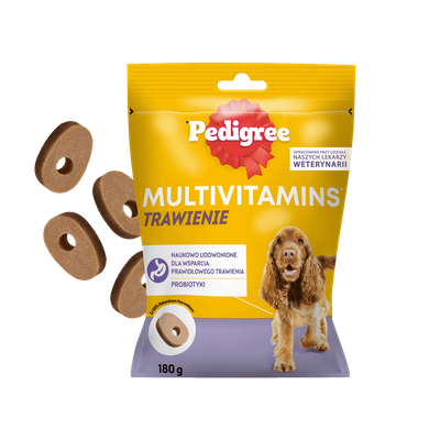 PEDIGREE Multivitamins Trawienie - karma uzupełniająca dla dorosłych psów, o smaku kurczaka 180 g