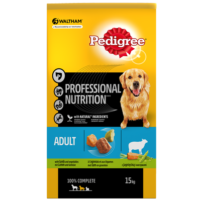 PEDIGREE® Adult Professional Nutrition 15kg z jagnięciną i warzywami- sucha karma dla dorosłych psów 