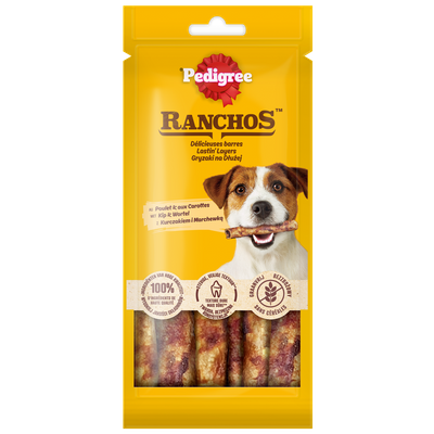 PEDIGREE - Ranchos Gryzaki na Dłużej 40 g – przysmaki dla psa, bogate w kurczaka, z marchewką