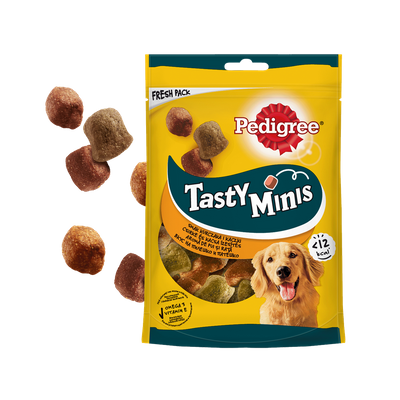 PEDIGREE Tasty Minis 130g - przysmak dla dorosłych psów, o smaku kurczaka i kaczki