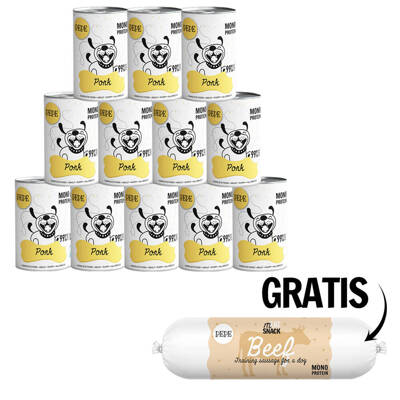 PEPE MONO PROTEIN Pork (wieprzowina) 12x400g + kiełbaska treningowa GRATIS !!! 