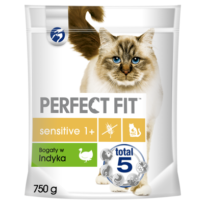 PERFECT FIT (Sensitive 1+) 750g Bogaty w indyka - sucha karma dla kota z wrażliwym układem trawiennym