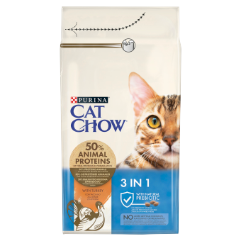 PURINA Cat Chow 3in1 Karma bogata w indyka 1,5kg//Opakowanie uszkodzone (2256) !!