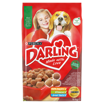 PURINA Darling z pyszną mieszanką wołowiny i kurczaka 10 kg/Opakowanie uszkodzone (2333) !!! 