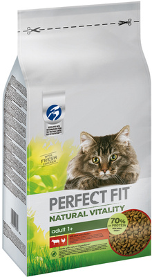 Perfect Fit™ Natural Vitality  – sucha karma pełnoporcjowa dla dorosłych kotów, z wołowiną i kurczakiem – 6kg