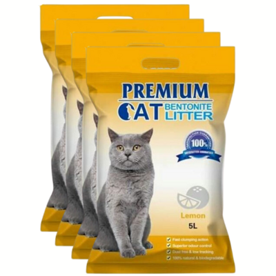 Premium Cat Żwirek Bentonitowy Zbrylający - Cytrynowy dla kota 4x5L