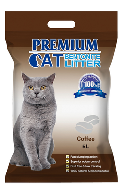 Premium Cat Żwirek Bentonitowy Zbrylający - Kawowy dla kota 5L