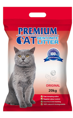 Premium Cat Żwirek Bentonitowy Zbrylający - Naturalny dla kota 20kg