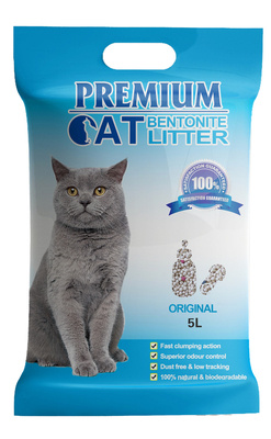 Premium Cat Żwirek Bentonitowy Zbrylający - Naturalny dla kota 5L-4kg/Opakowanie uszkodzone (2270)!!!